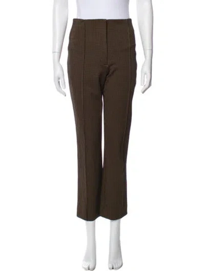 Pre-owned Veronica Beard Plaid Print Straight Leg Pants In Brown