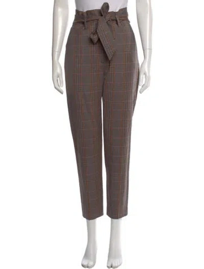 Pre-owned Veronica Beard Plaid Print Straight Leg Pants In Brown