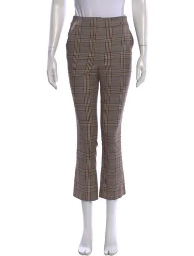 Pre-owned Veronica Beard Plaid Print Straight Leg Pants In Brown