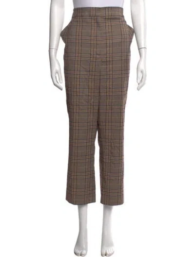 Pre-owned Veronica Beard Plaid Print Straight Leg Pants In Brown