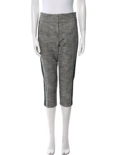 Pre-owned Veronica Beard Plaid Print Straight Leg Pants In Green