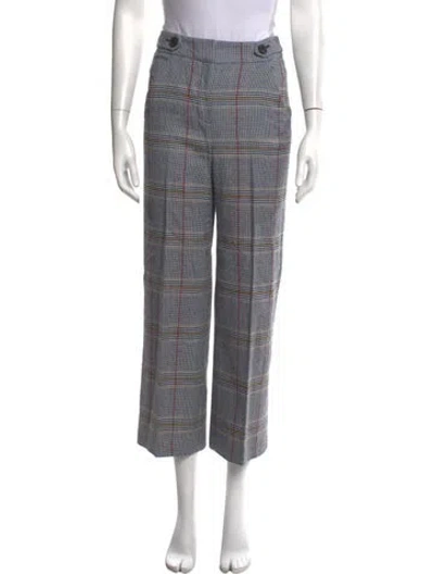 Pre-owned Veronica Beard Plaid Print Straight Leg Pants In Grey