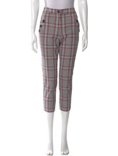 Pre-owned Veronica Beard Plaid Print Straight Leg Pants In Multi