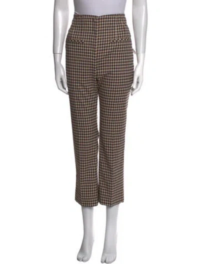 Pre-owned Veronica Beard Plaid Print Straight Leg Pants In Multi