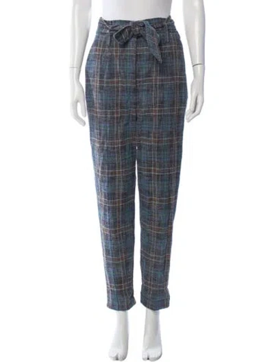 Pre-owned Veronica Beard Plaid Print Straight Leg Pants In Multi
