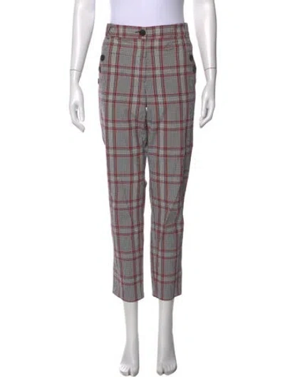 Pre-owned Veronica Beard Plaid Print Straight Leg Pants In Multi