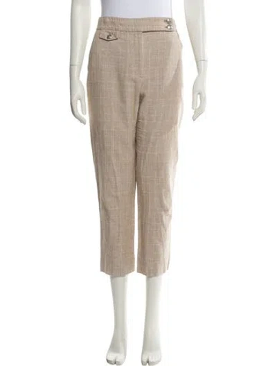 Pre-owned Veronica Beard Plaid Print Straight Leg Pants In Neutral