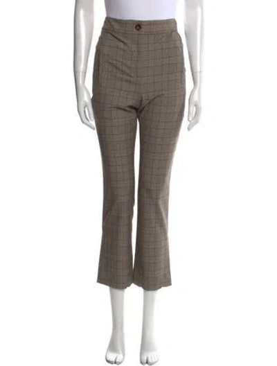 Pre-owned Veronica Beard Plaid Print Straight Leg Pants In Neutral