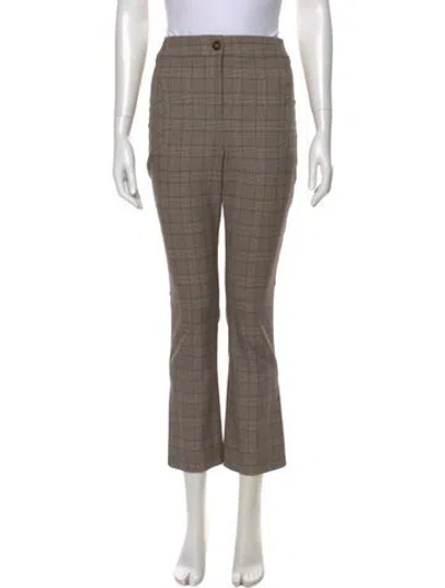 Pre-owned Veronica Beard Plaid Print Straight Leg Pants In Neutral