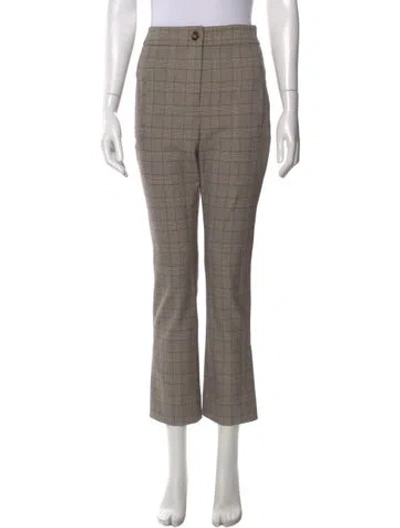Pre-owned Veronica Beard Plaid Print Straight Leg Pants In Neutral