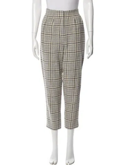 Pre-owned Veronica Beard Plaid Print Straight Leg Pants In Neutral