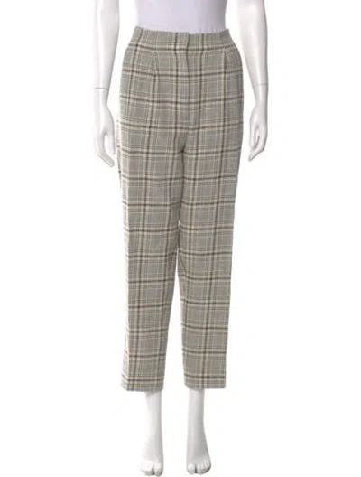 Pre-owned Veronica Beard Plaid Print Straight Leg Pants In Neutral