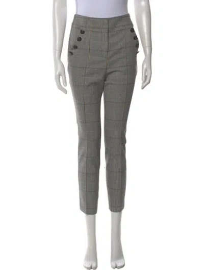 Pre-owned Veronica Beard Plaid Print Straight Leg Pants In Neutral