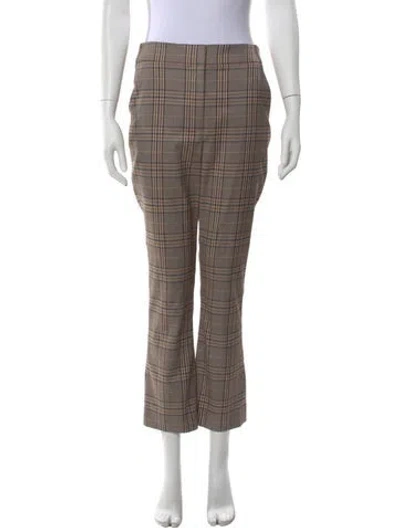 Pre-owned Veronica Beard Plaid Print Straight Leg Pants In Neutral