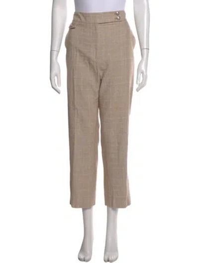 Pre-owned Veronica Beard Plaid Print Straight Leg Pants In Neutral