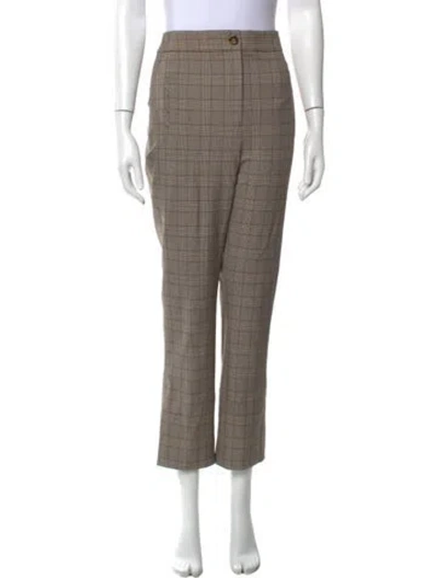 Pre-owned Veronica Beard Plaid Print Straight Leg Pants In Neutral