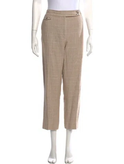 Pre-owned Veronica Beard Plaid Print Straight Leg Pants In Neutral