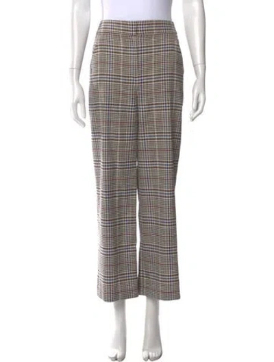 Pre-owned Veronica Beard Plaid Print Straight Leg Pants In Neutral