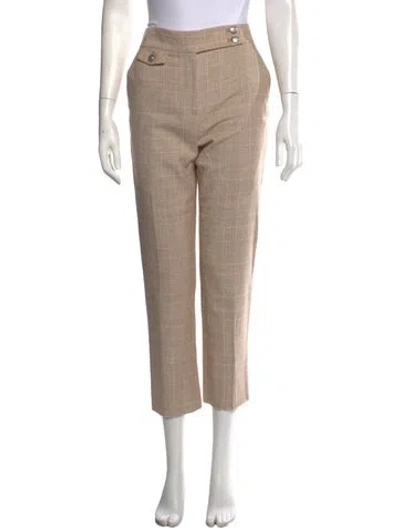 Pre-owned Veronica Beard Plaid Print Straight Leg Pants In Neutral