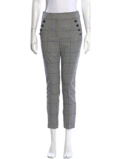 Pre-owned Veronica Beard Plaid Print Straight Leg Pants In Neutrals
