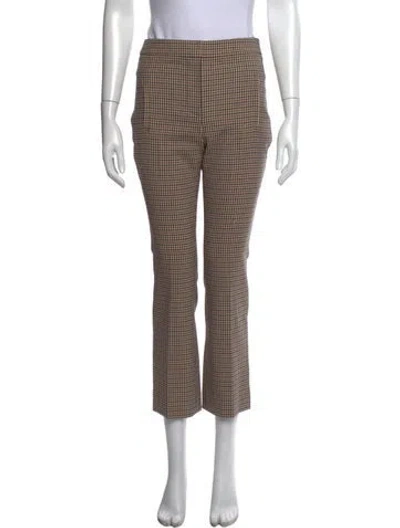 Pre-owned Veronica Beard Plaid Print Straight Leg Pants In Neutrals