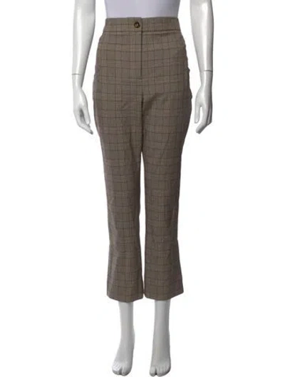 Pre-owned Veronica Beard Plaid Print Straight Leg Pants In Neutrals
