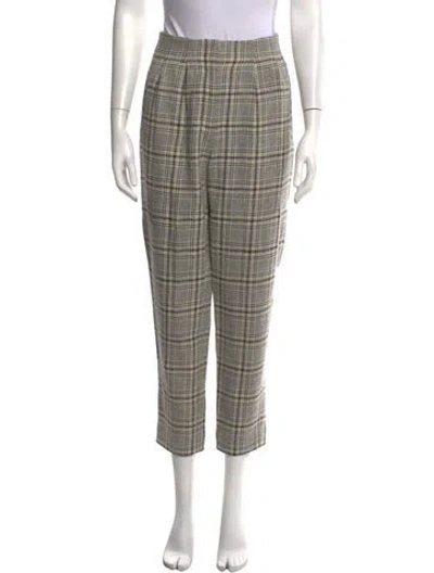 Pre-owned Veronica Beard Plaid Print Straight Leg Pants In Neutrals