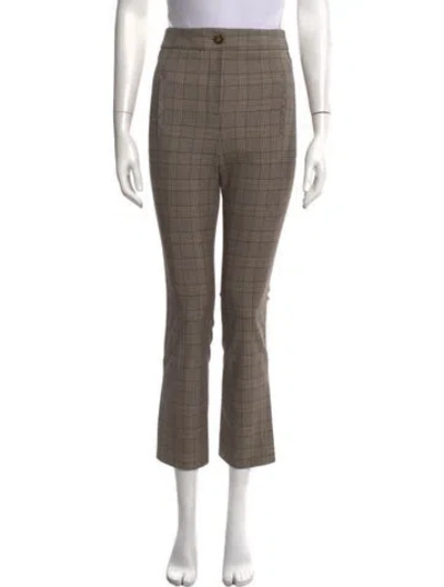 Pre-owned Veronica Beard Plaid Print Straight Leg Pants In Neutrals