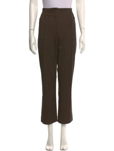 Pre-owned Veronica Beard Plaid Print Straight Leg Pants W/ Tags In Brown