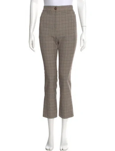 Pre-owned Veronica Beard Plaid Print Straight Leg Pants W/ Tags In Brown