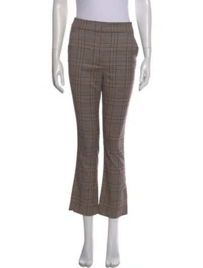 Pre-owned Veronica Beard Plaid Print Straight Leg Pants W/ Tags In Brown