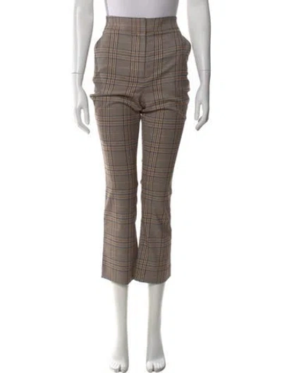 Pre-owned Veronica Beard Plaid Print Straight Leg Pants W/ Tags In Neutral