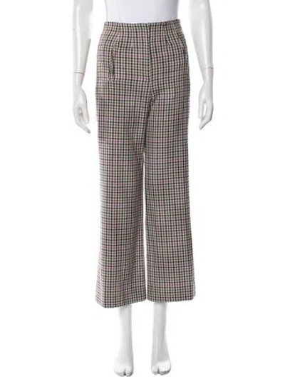 Pre-owned Veronica Beard Plaid Print Straight Leg Pants In White