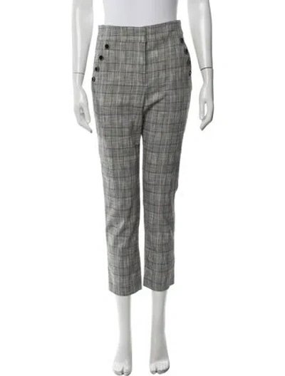 Pre-owned Veronica Beard Plaid Print Straight Leg Pants In White