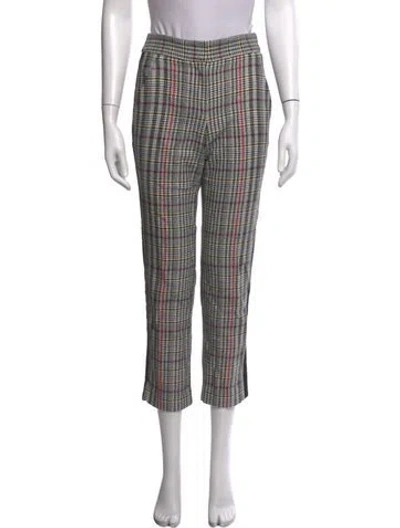 Pre-owned Veronica Beard Plaid Print Straight Leg Pants In White