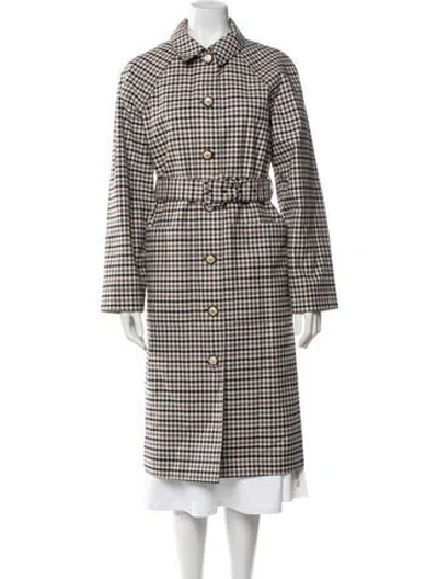 Pre-owned Veronica Beard Plaid Print Trench Coat In Black