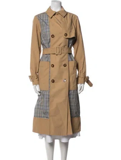 Pre-owned Veronica Beard Plaid Print Trench Coat In Brown/neutrals