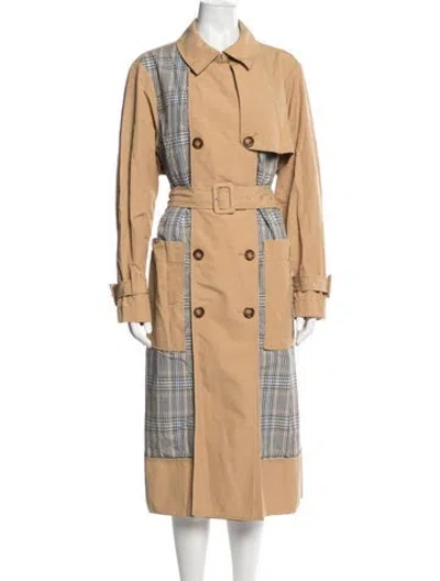 Pre-owned Veronica Beard Plaid Print Trench Coat W/ Tags In Black/brown
