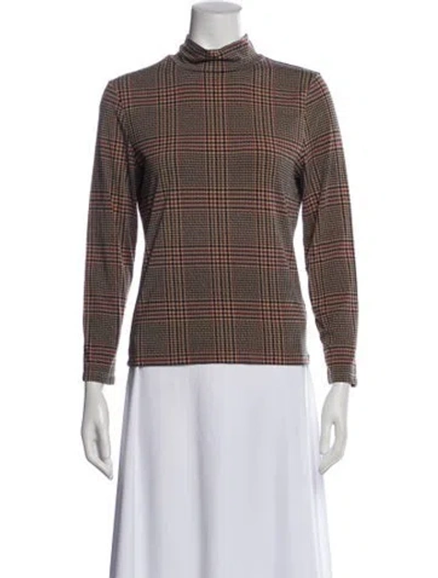 Pre-owned Veronica Beard Plaid Print Turtleneck Top In Multi