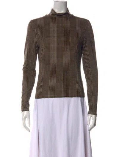 Pre-owned Veronica Beard Plaid Print Turtleneck Top In Multi