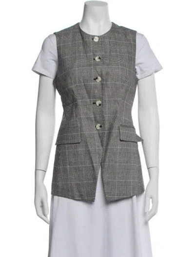 Pre-owned Veronica Beard Plaid Print Vest In Grey