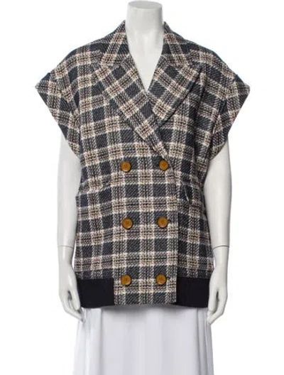 Pre-owned Veronica Beard Plaid Print Vest In Multi