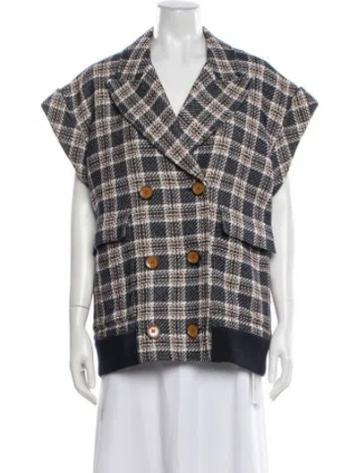 Pre-owned Veronica Beard Plaid Print Vest In Multi