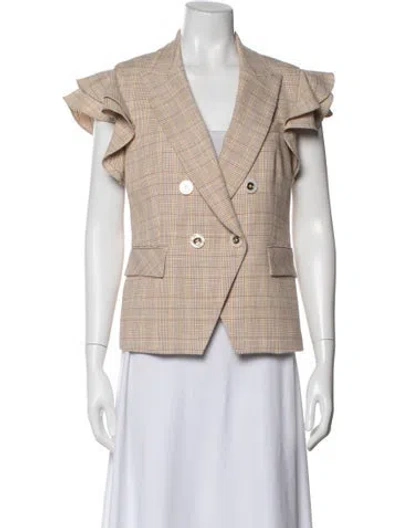 Pre-owned Veronica Beard Plaid Print Vest In Neutral