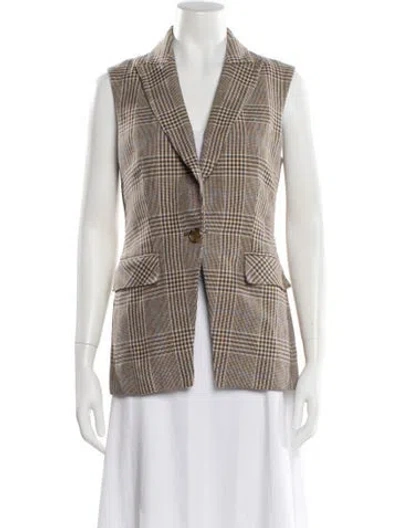 Pre-owned Veronica Beard Plaid Print Vest In Neutral