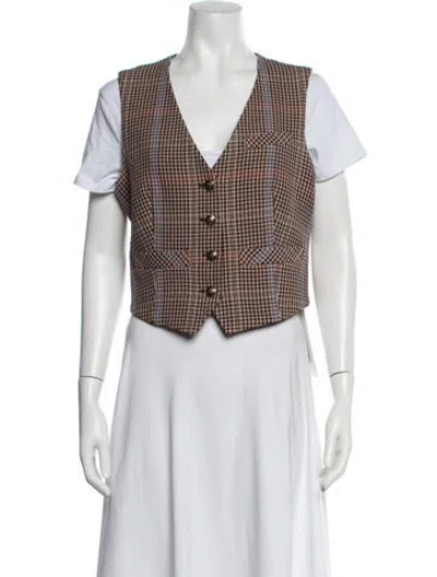Pre-owned Veronica Beard Plaid Print Vest In Neutrals