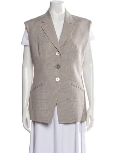 Pre-owned Veronica Beard Plaid Print Vest In Neutrals