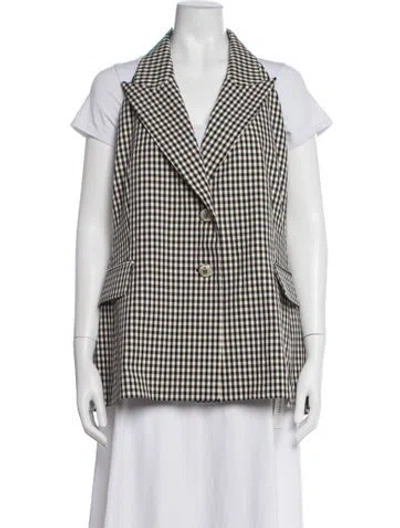 Pre-owned Veronica Beard Plaid Print Vest In Neutrals