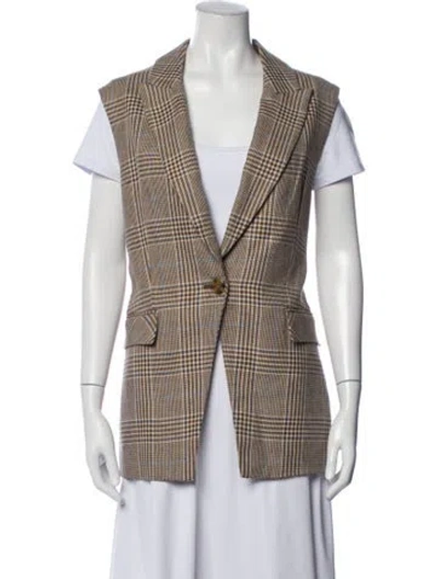 Pre-owned Veronica Beard Plaid Print Vest In Neutrals