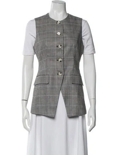 Pre-owned Veronica Beard Plaid Print Vest In Silver